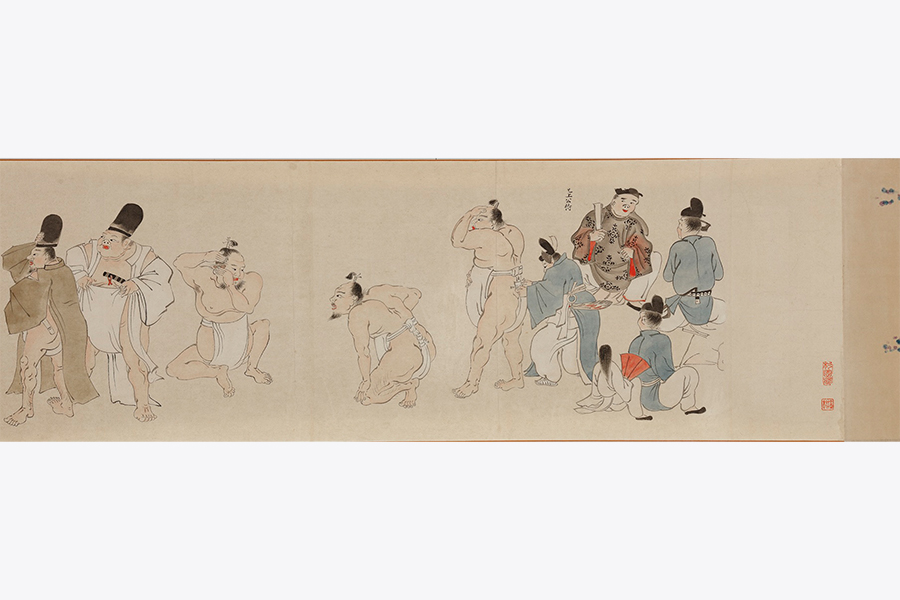 相撲絵（部分） 石本秋園模写 19～20世紀（明治時代）相撲博物館蔵